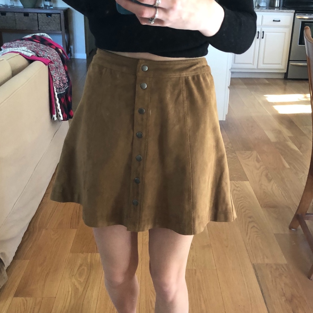 Suede Button Up Skirt
